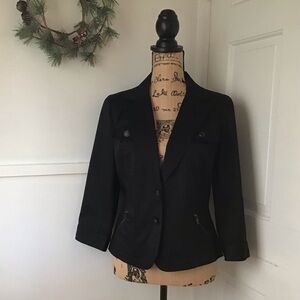 Sandro Black Military Style Cropped Blazer